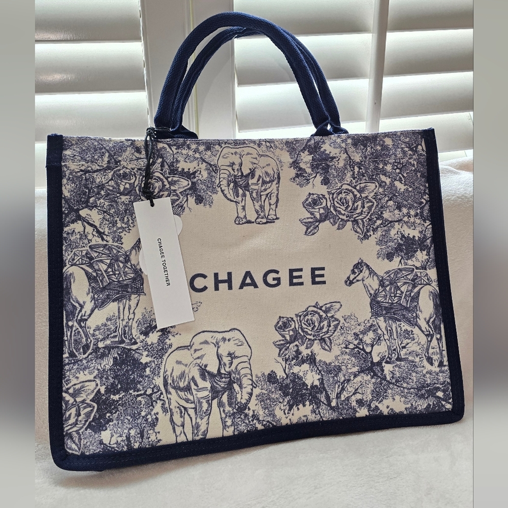 Blue and White Tote Bag